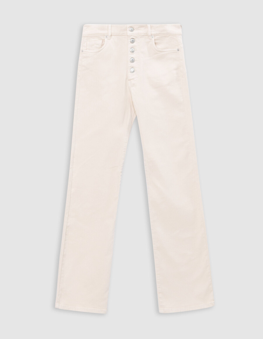 beige schlagjeans für damen wasserlos sichtbare knöpfe