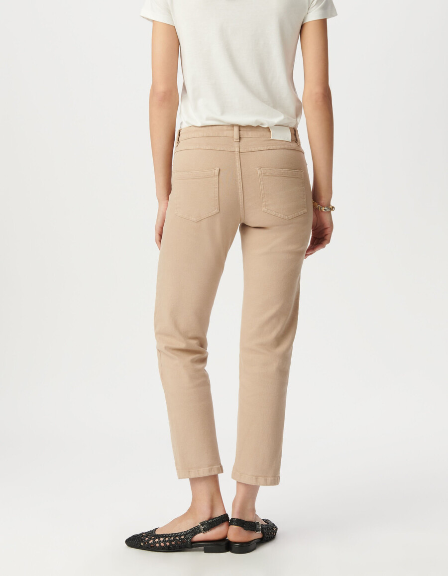 beige high-waist straight jeans