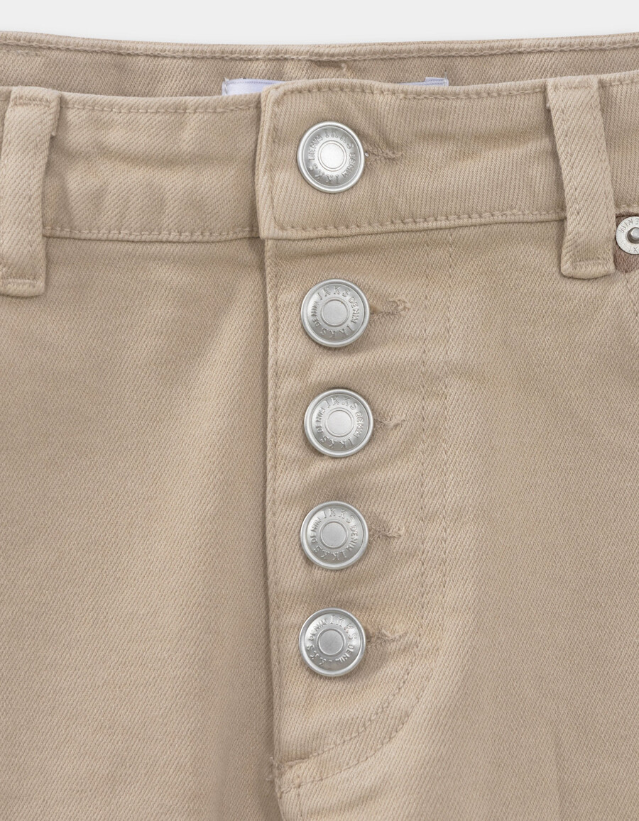 beige high-waist straight jeans