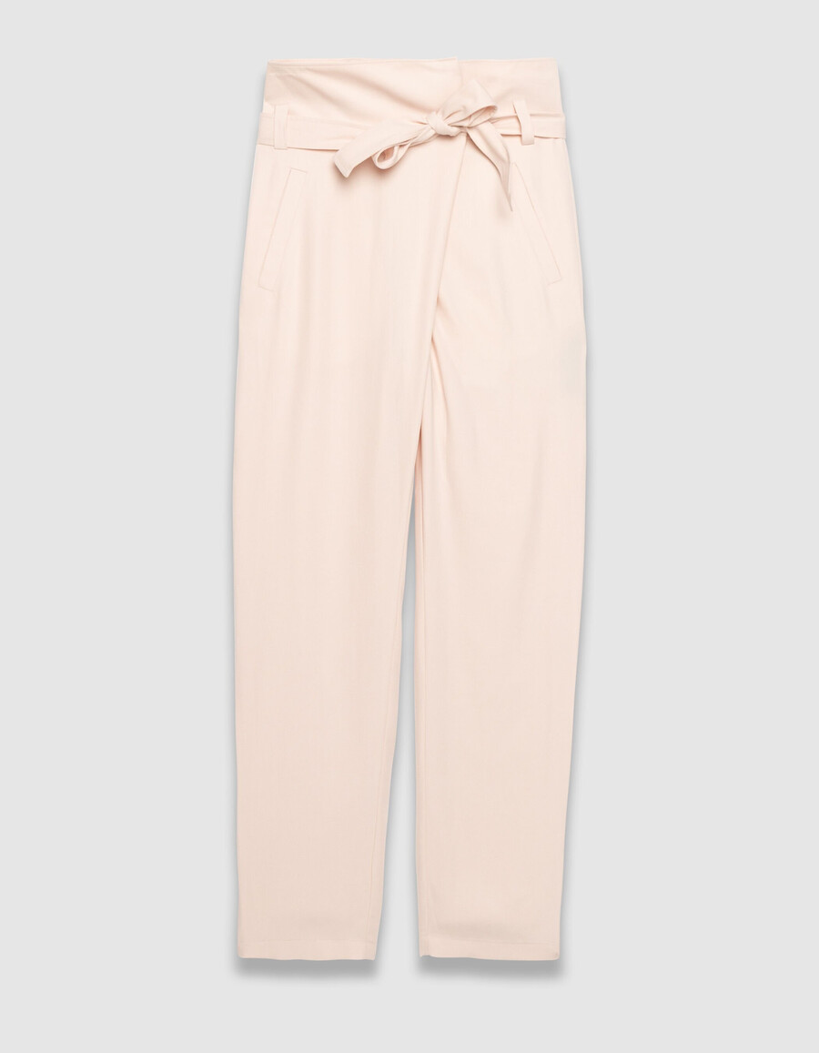 damen-anzughose in rosa mit asymmetrischem bund