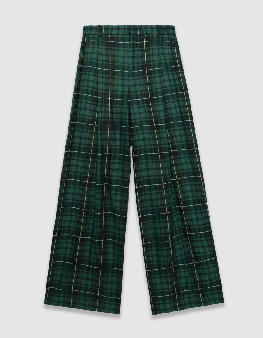 grüne karierte damenhose mit weitem bein