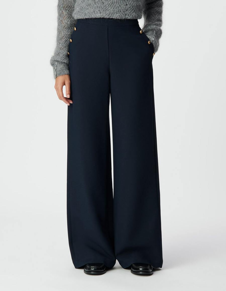 marineblaue flanellhose für damen gerader schnitt