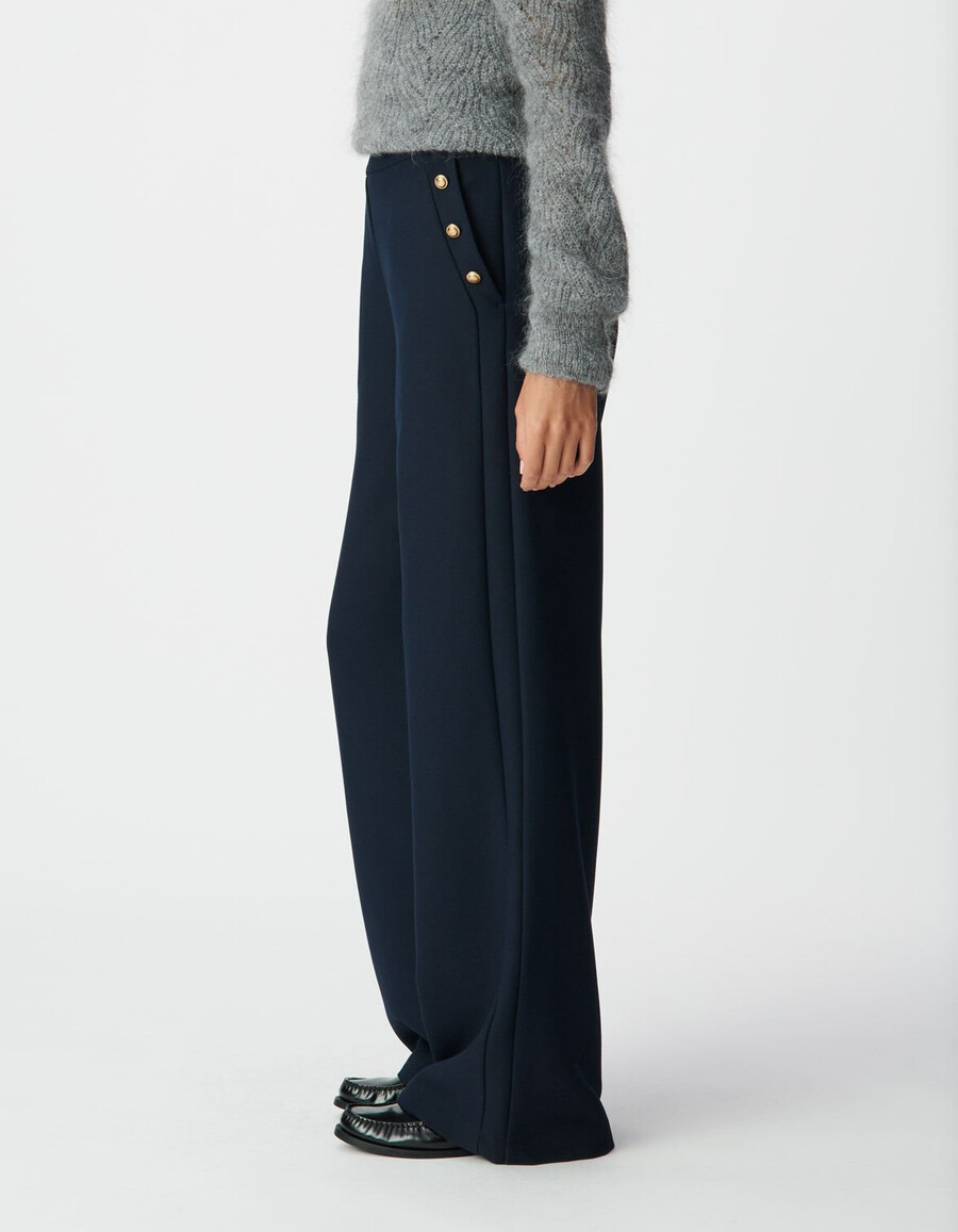 marineblaue flanellhose für damen gerader schnitt