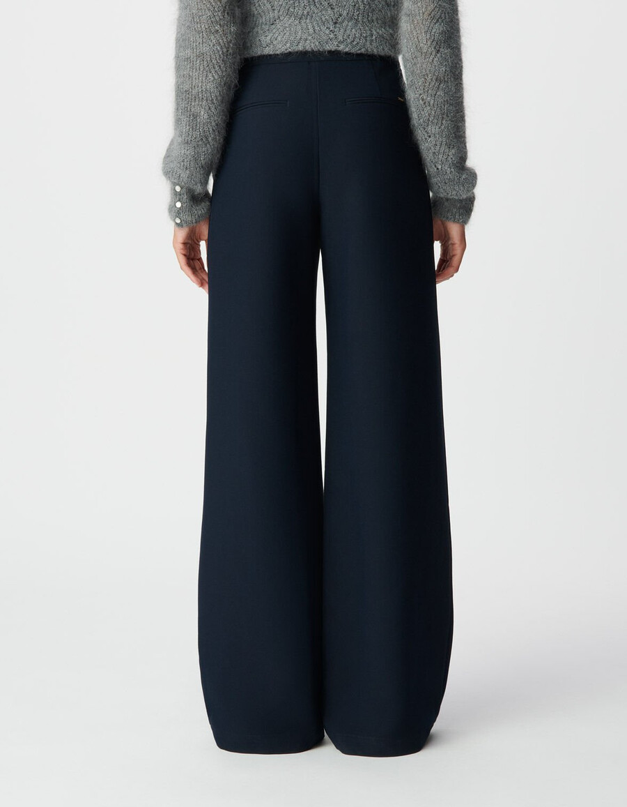 marineblaue flanellhose für damen gerader schnitt