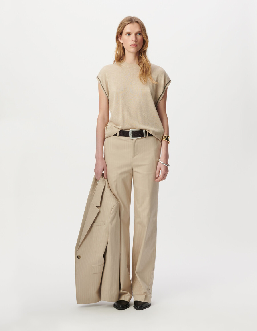 beige nadelstreifen-anzughose für damen
