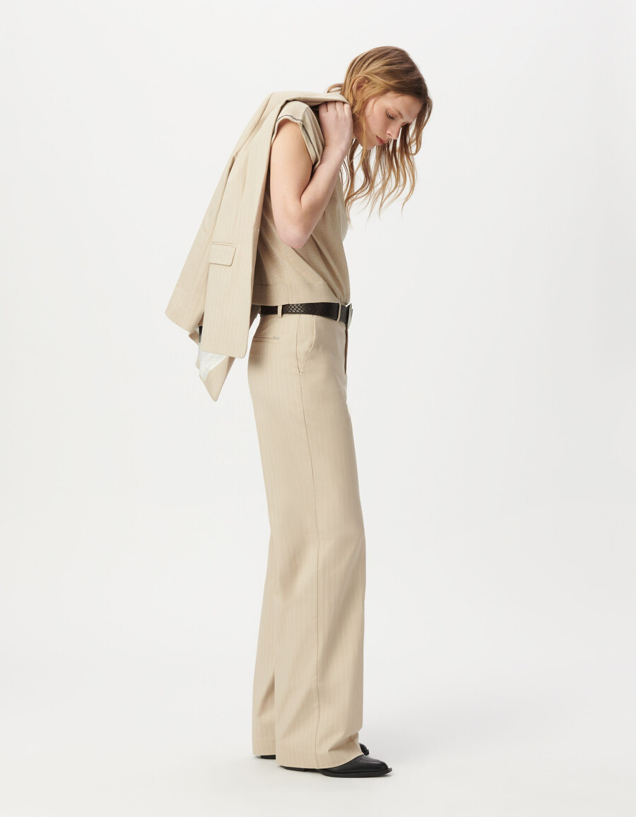 beige nadelstreifen-anzughose für damen