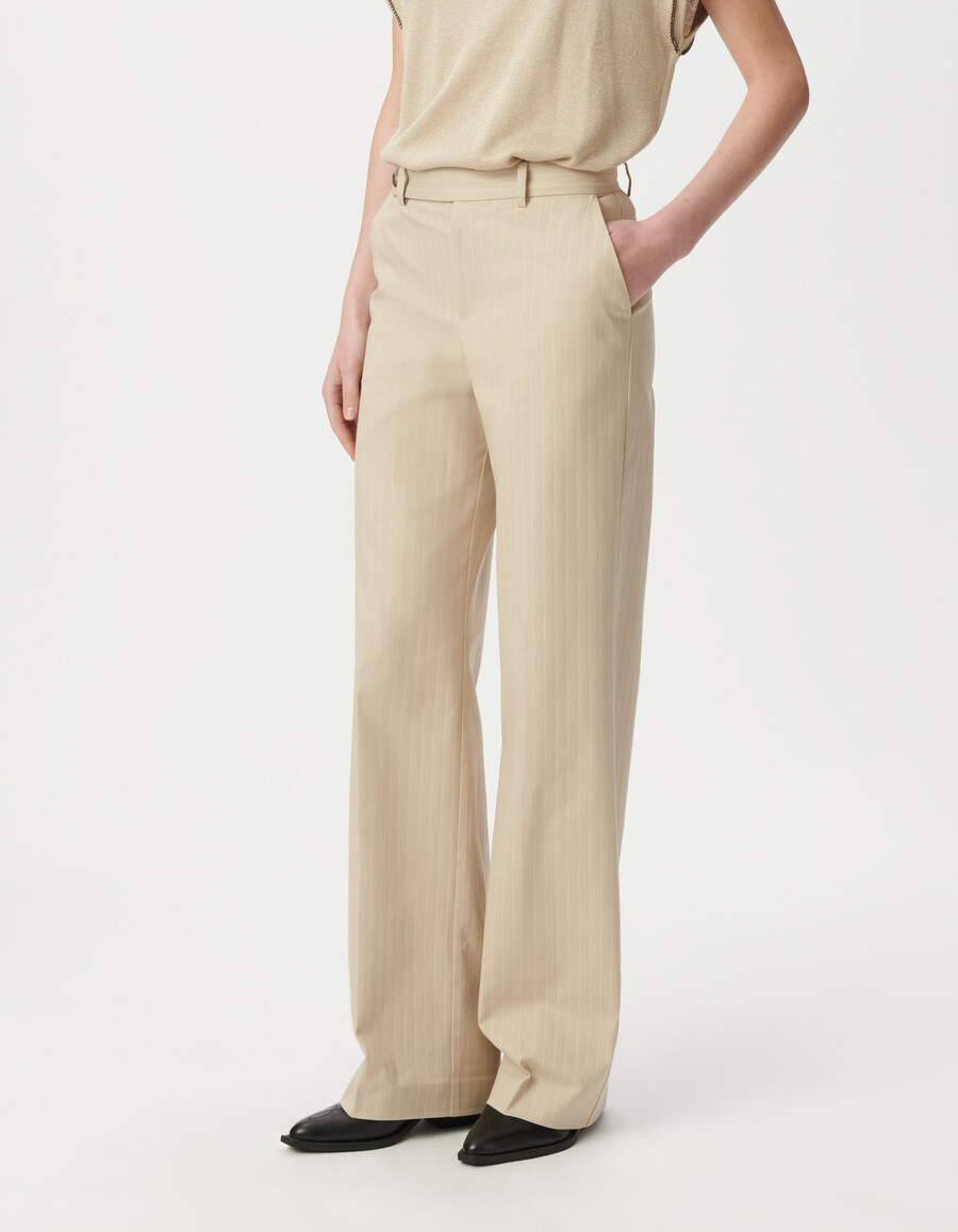 beige nadelstreifen-anzughose für damen