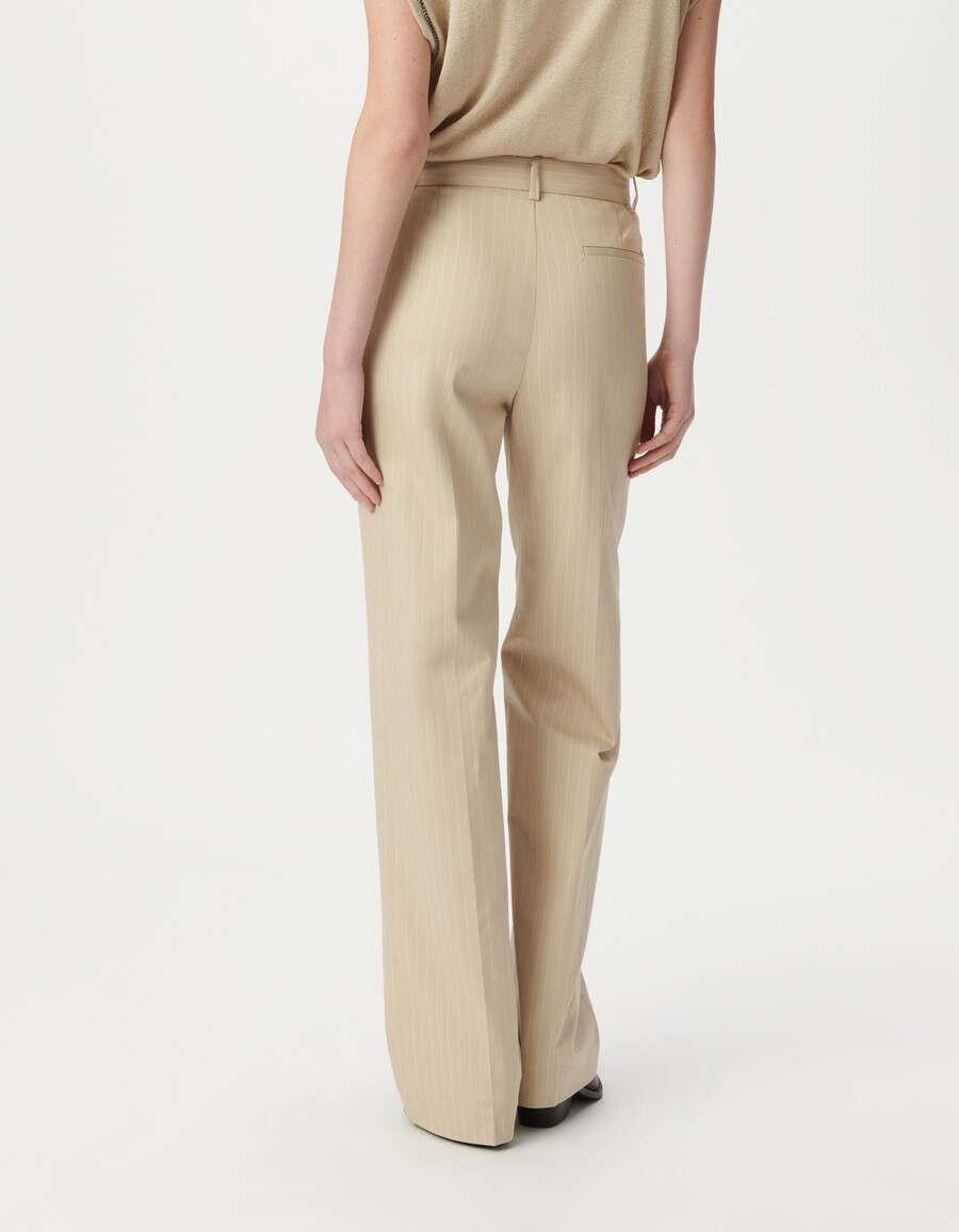 beige nadelstreifen-anzughose für damen