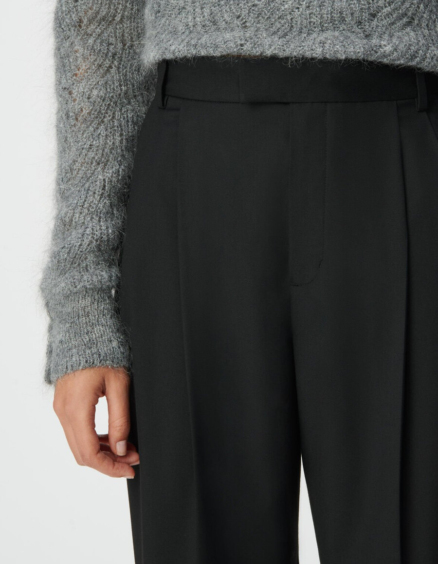 schwarze knöchellange damenhose mit umschlag