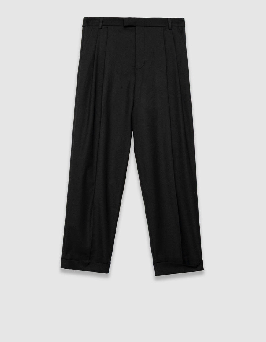 schwarze knöchellange damenhose mit umschlag