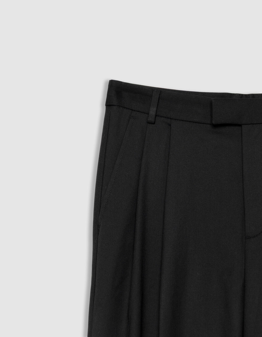 schwarze knöchellange damenhose mit umschlag