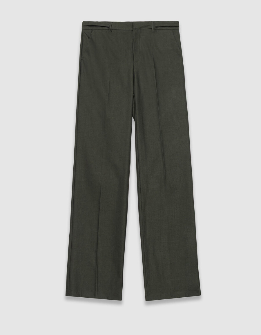 damen-anzughose in khaki mit mikro-fischgrätmuster