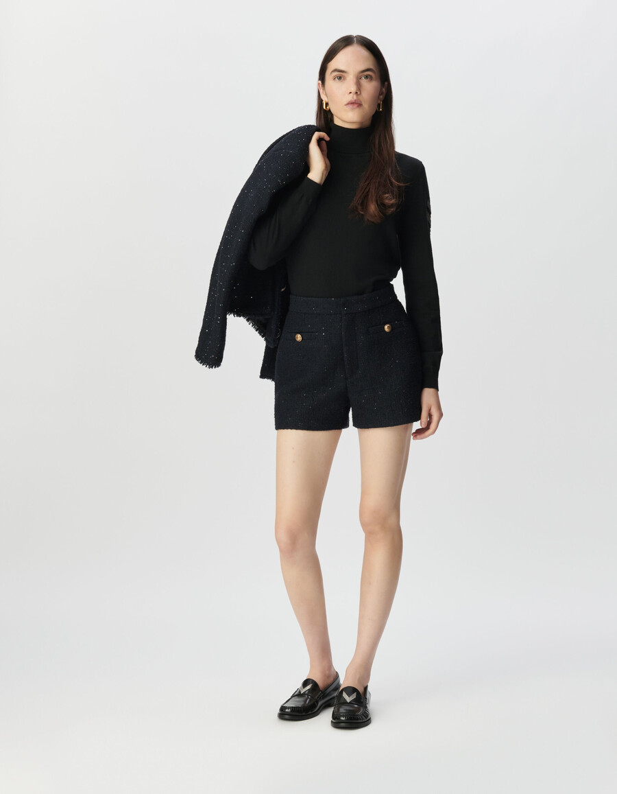 damen-shorts in tweed-optik marineblau