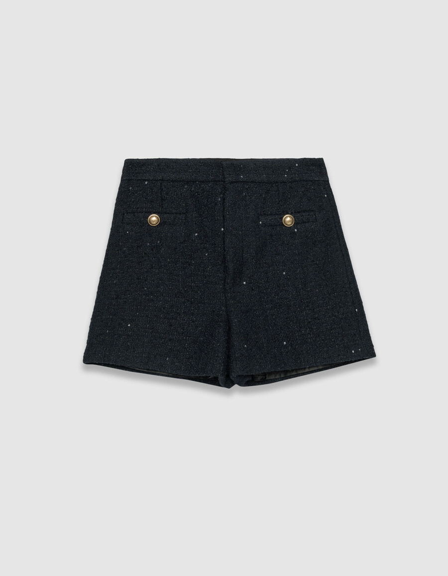 damen-shorts in tweed-optik marineblau