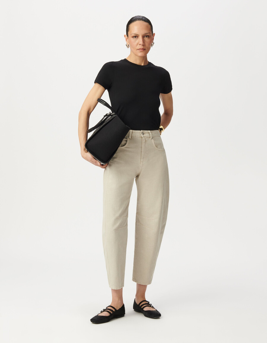 beige gabrielle balloon jeans für damen