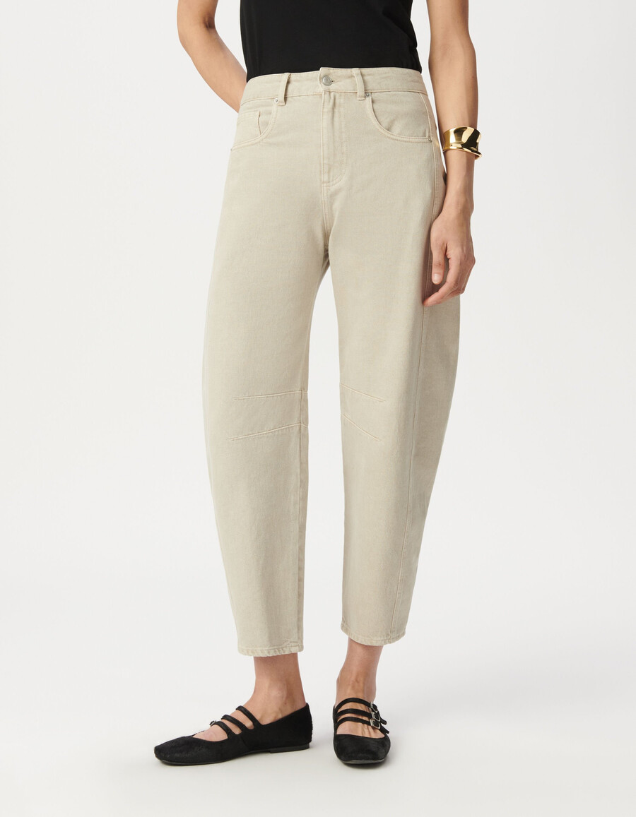 beige gabrielle balloon jeans für damen