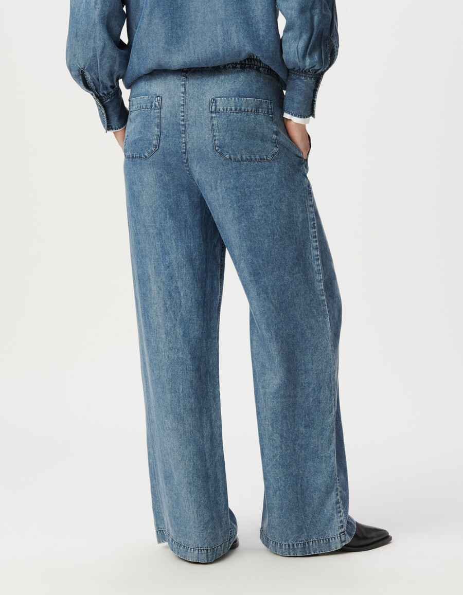 damen-jogginghose „dana in blau mit elastischem bund und weitem bein