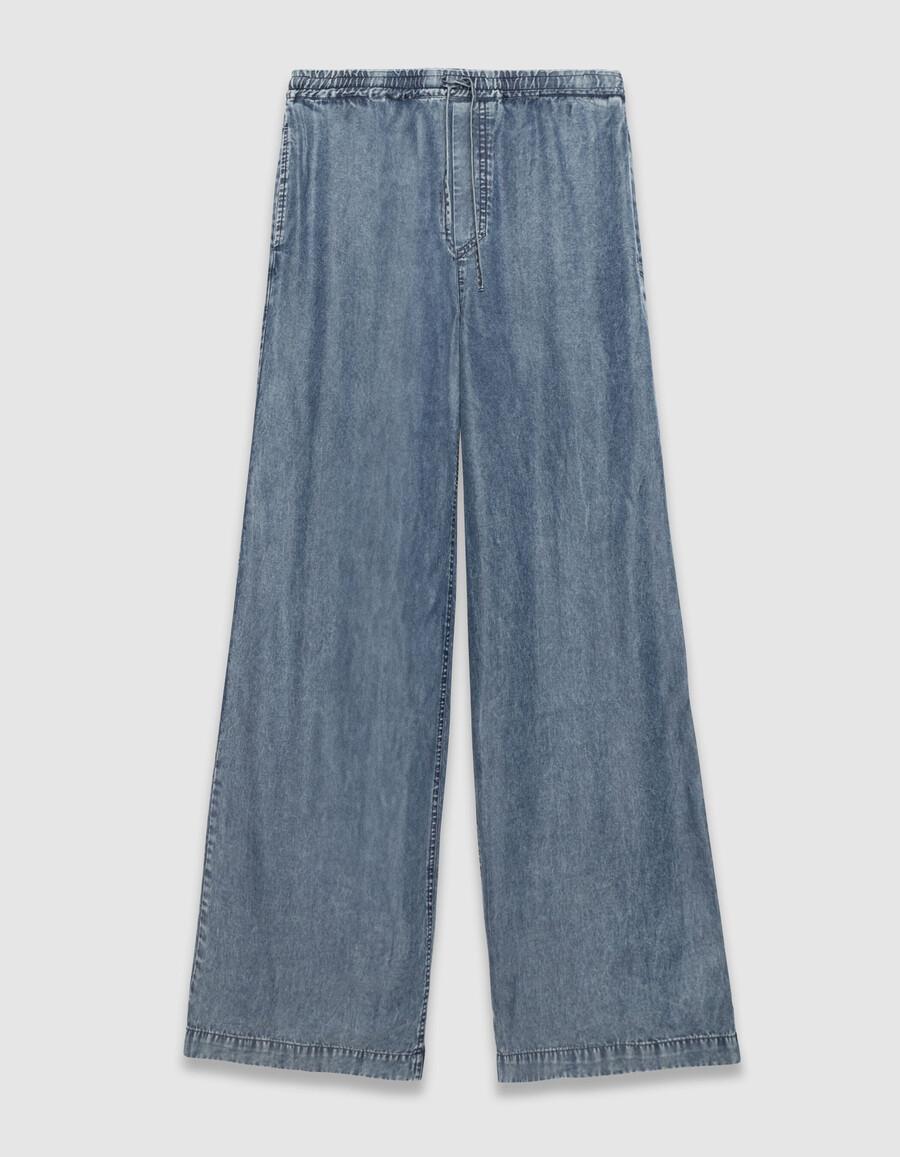 damen-jogginghose „dana in blau mit elastischem bund und weitem bein