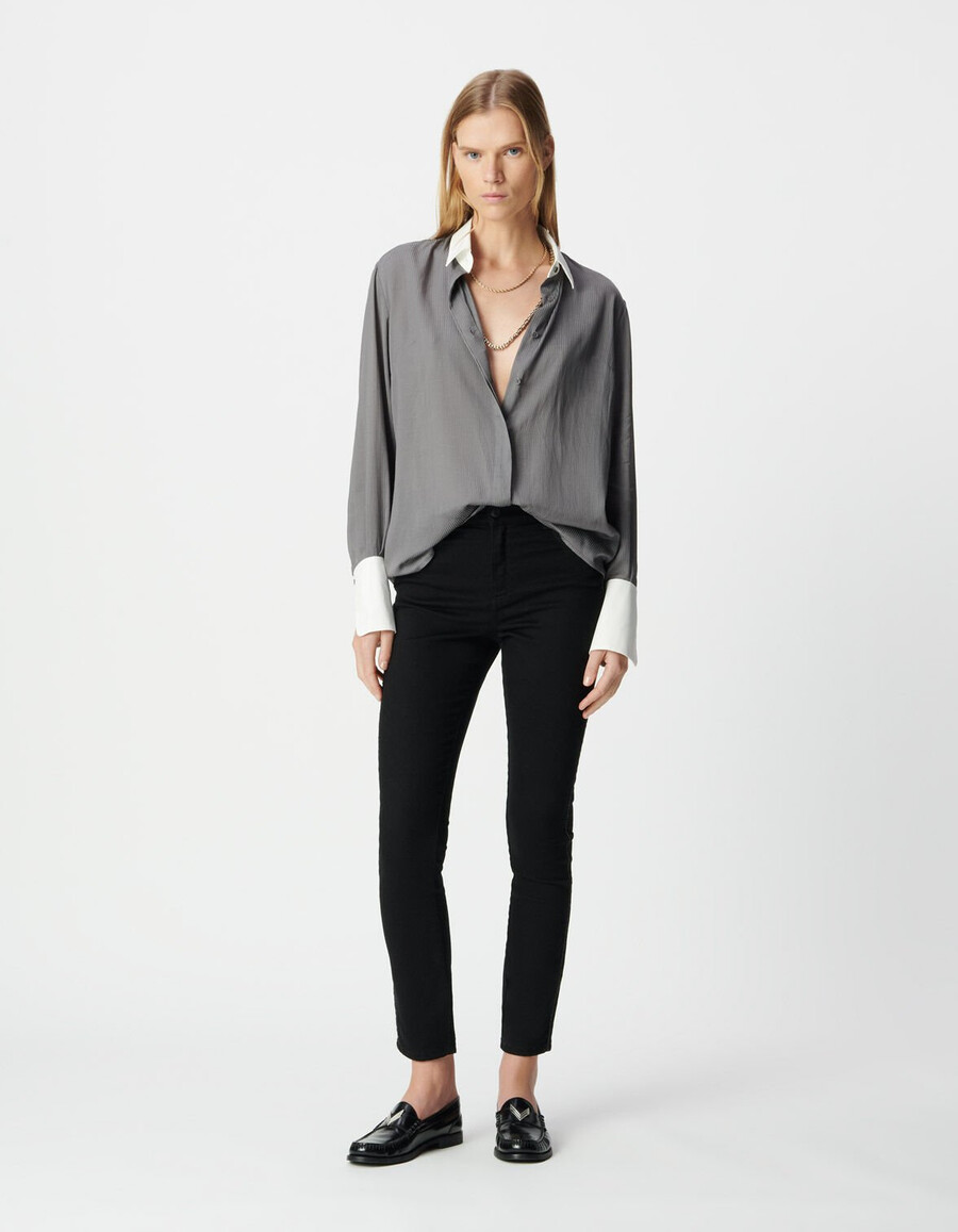 schwarze slim-fit-jeans für damen mit geflochtenem seitendetail