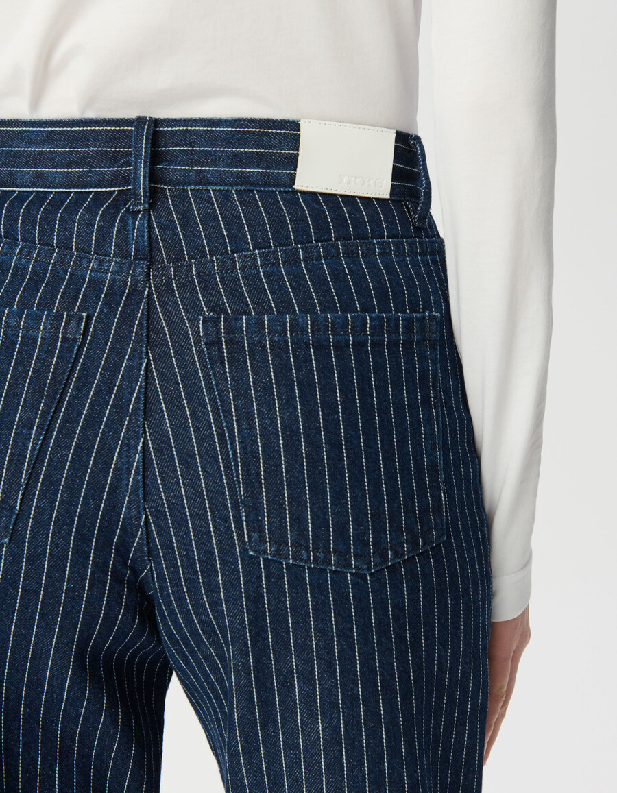 gestreifte verkürzte gerade geschnittene damenjeans
