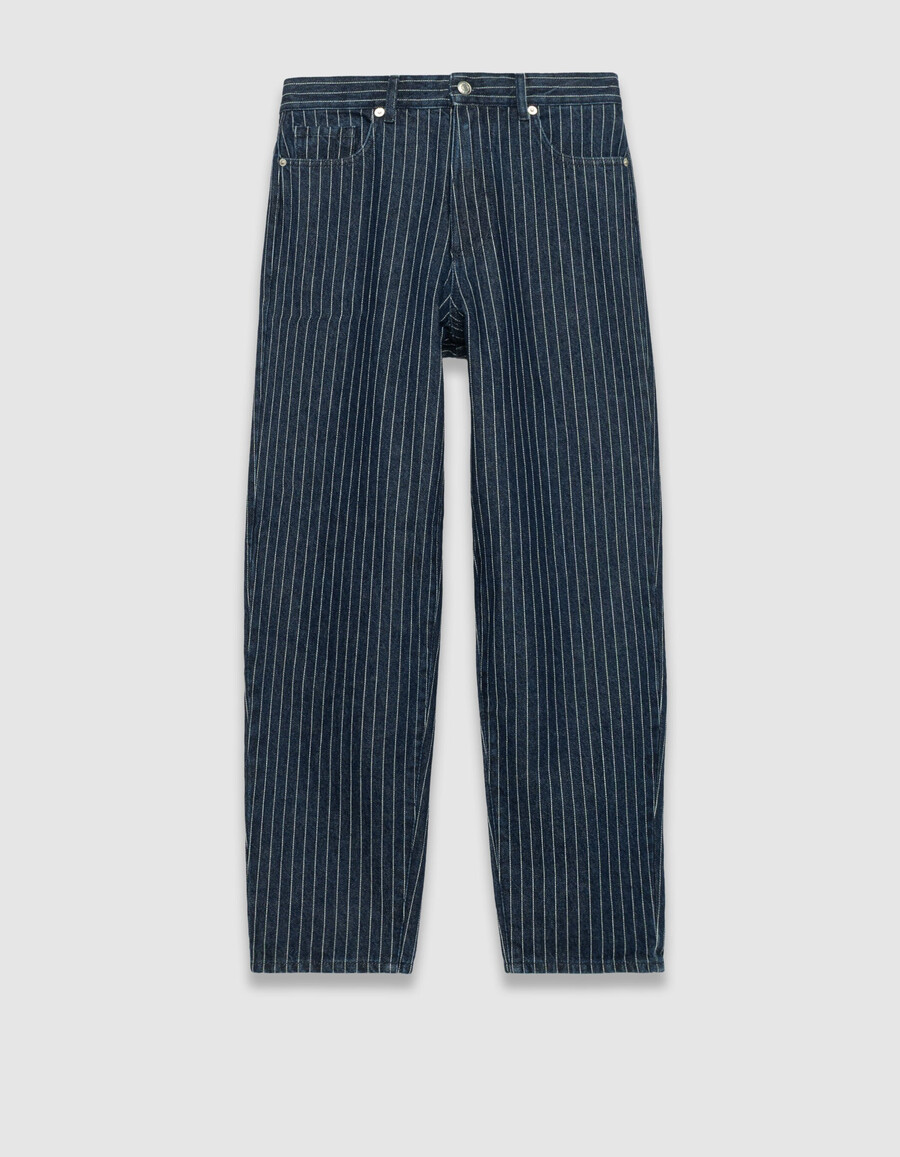 gestreifte verkürzte gerade geschnittene damenjeans