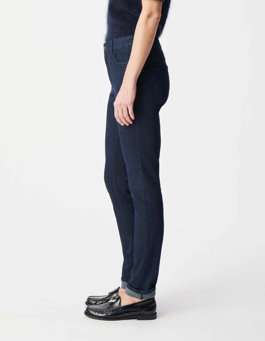 roxanne damen-skinny-jeans mit hohem bund und raw-cut-einsatz