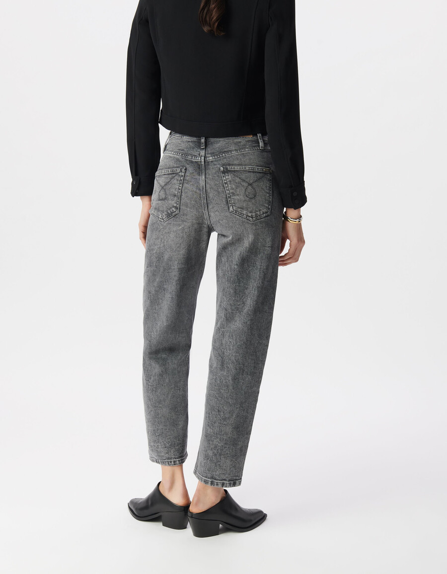 graue bci baumwoll-cropped-jeans für damen lässiger schnitt