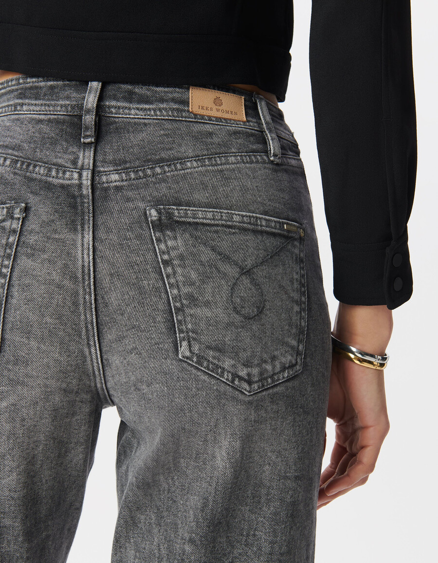 graue bci baumwoll-cropped-jeans für damen lässiger schnitt