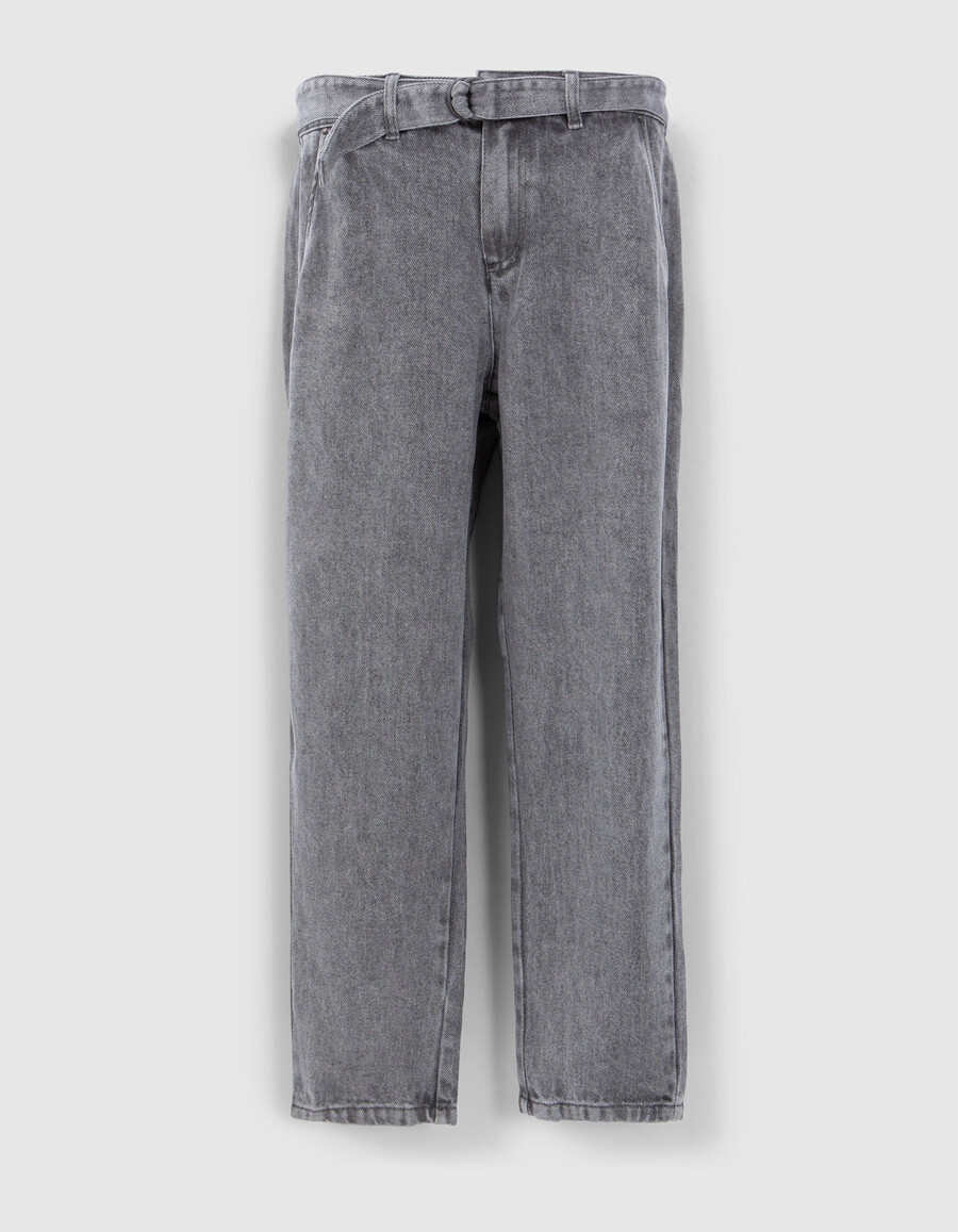 graue lyocell baggy cropped jeans für damen