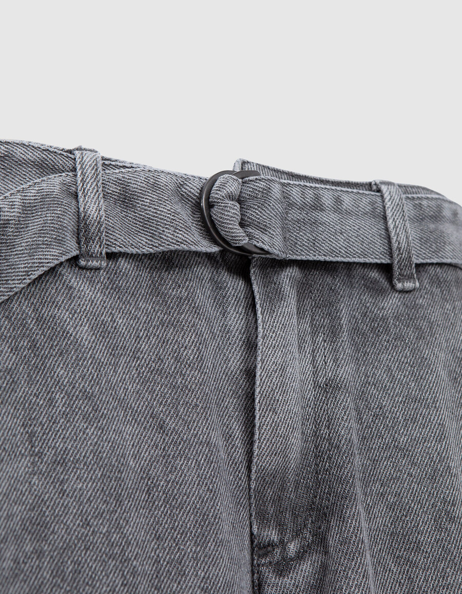 graue lyocell baggy cropped jeans für damen
