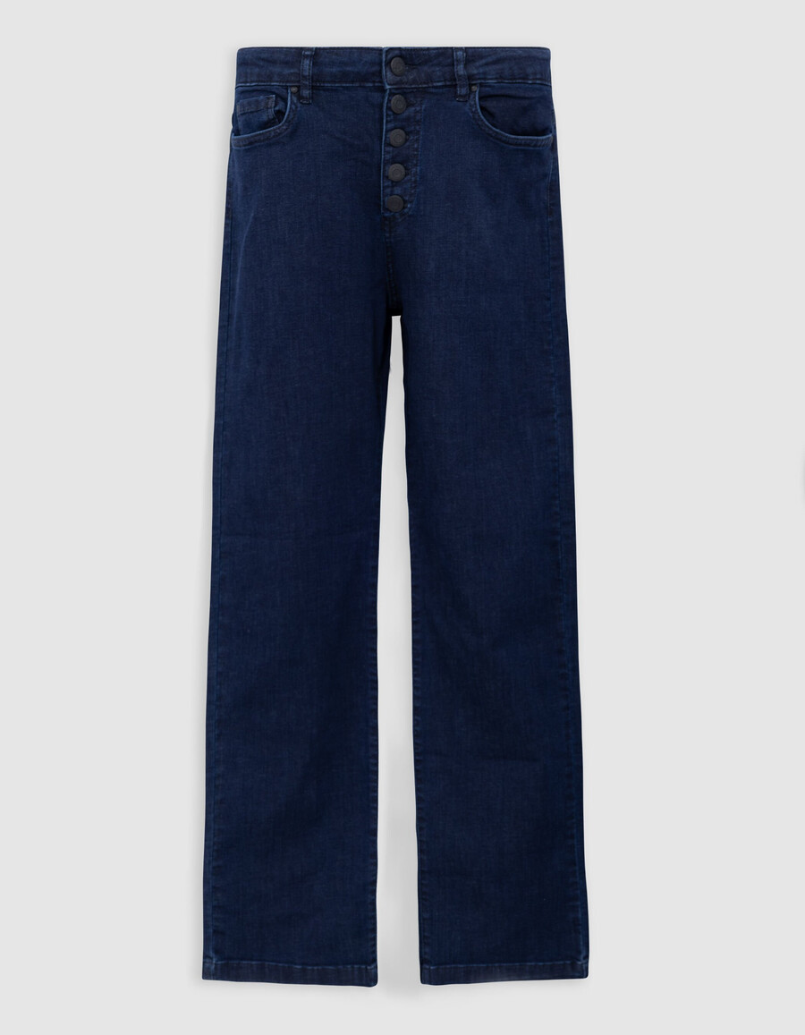 damen-jeans gerade geschnitten dunkelblau powerstretch cropped