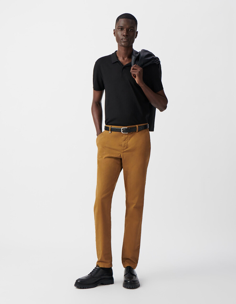 safranfarbene slim-fit-chinos für herren