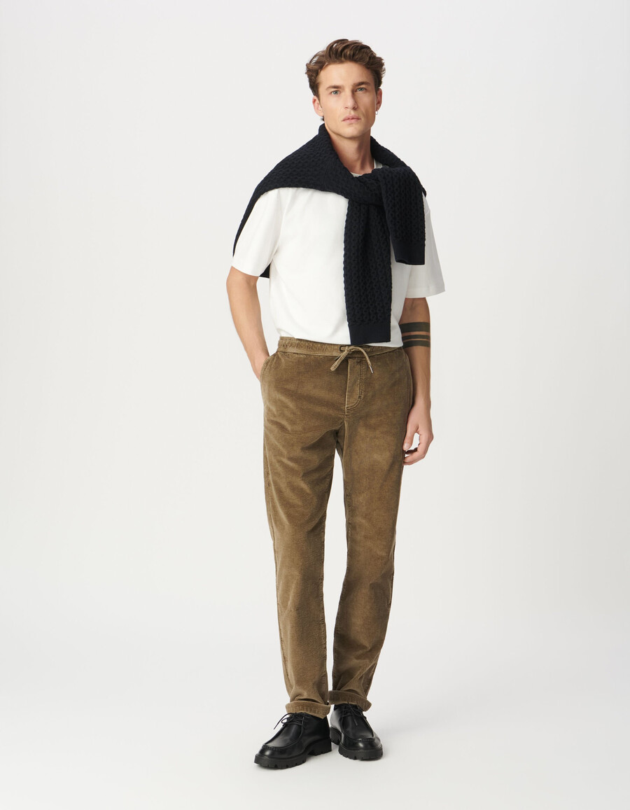 herren-jogginghose aus dunkelbeigem cord