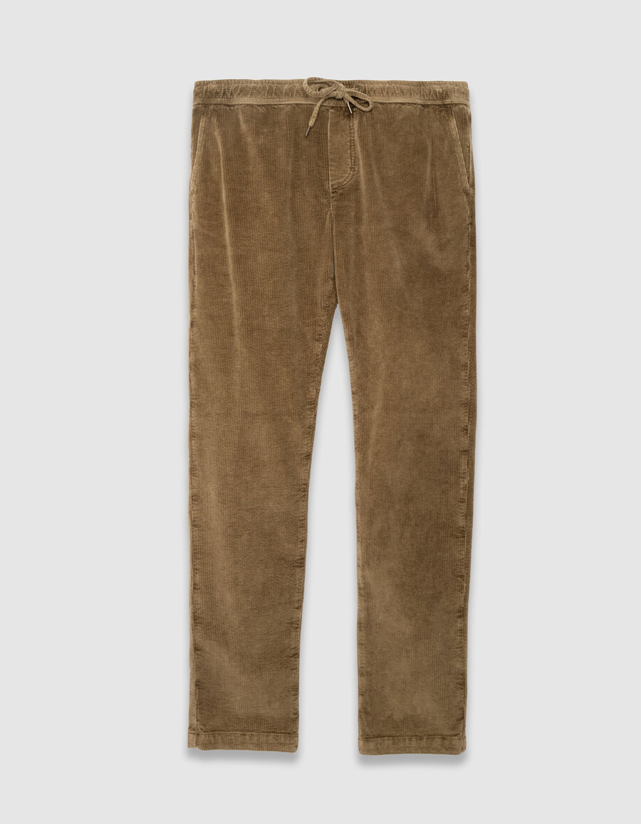 herren-jogginghose aus dunkelbeigem cord