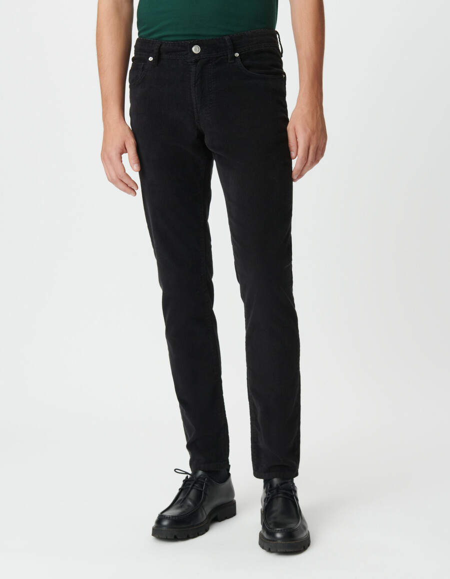 schwarze herren-cordhose in schmaler passform