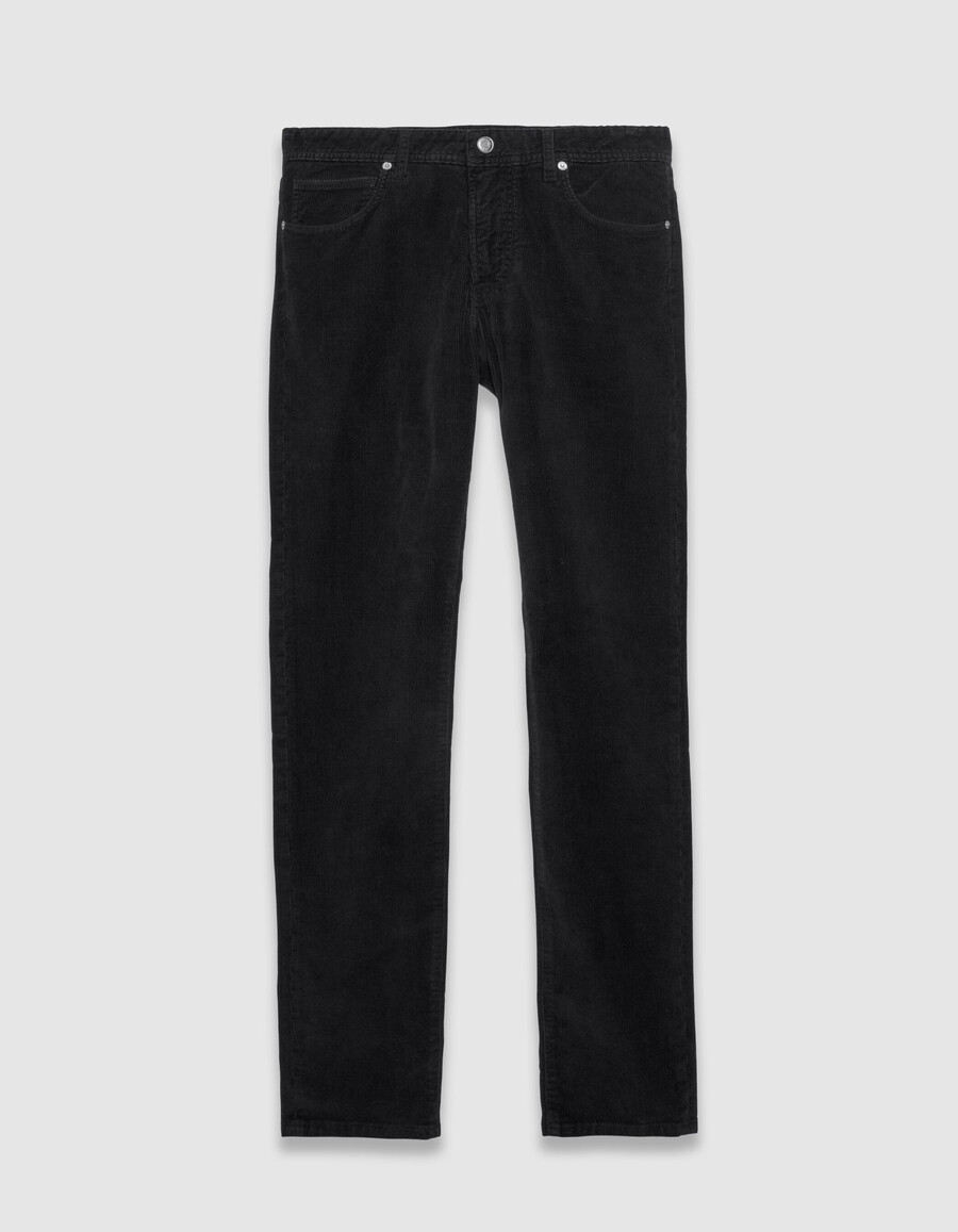 schwarze herren-cordhose in schmaler passform