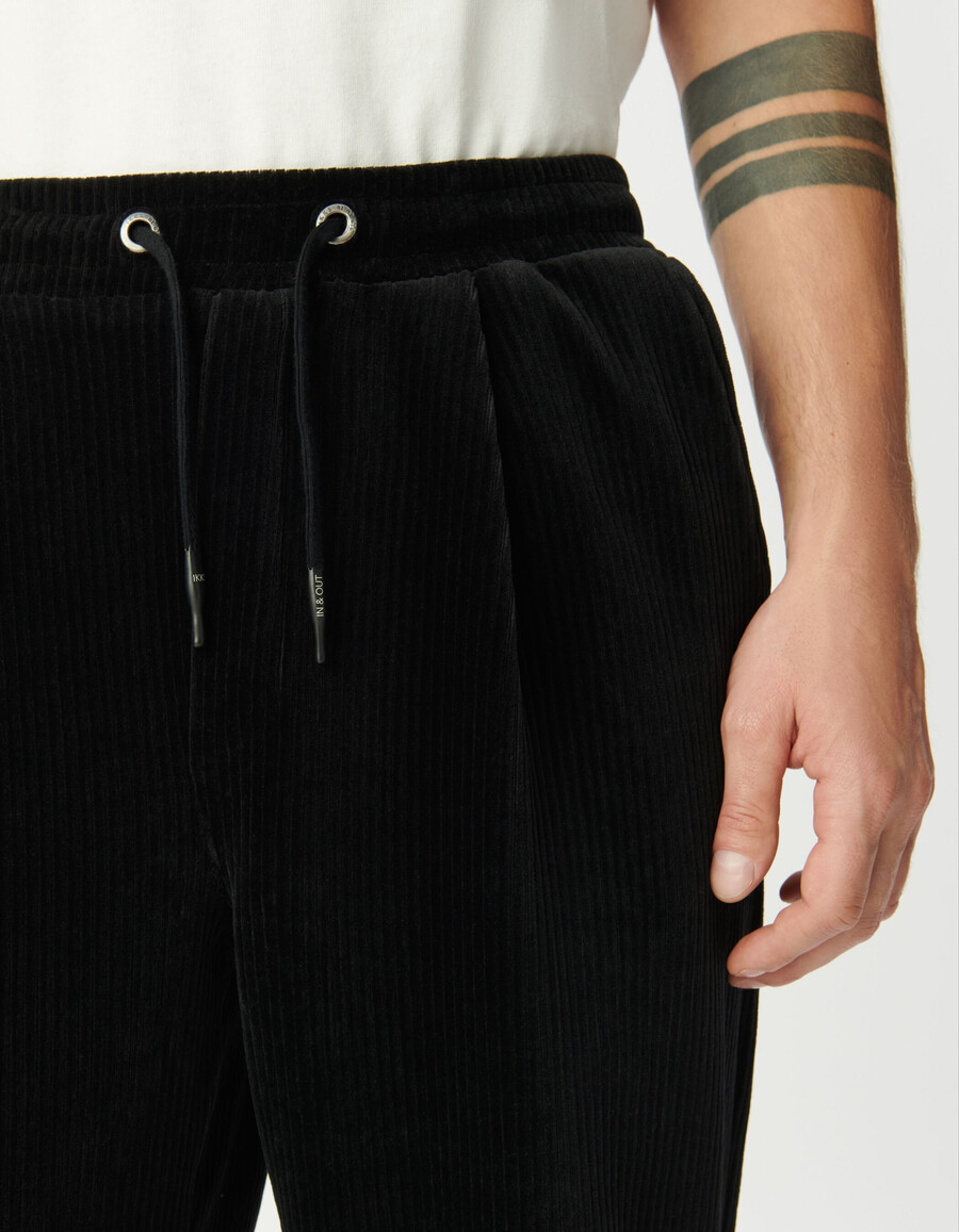 schwarze cord-jogginghose für herren mit elastischem bund