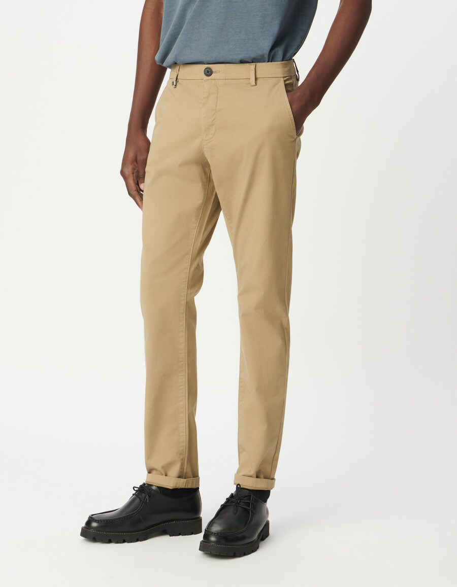 beige slim straight chinos für herren