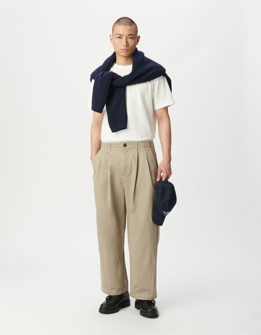 beige herrenhose mit lockerer passform